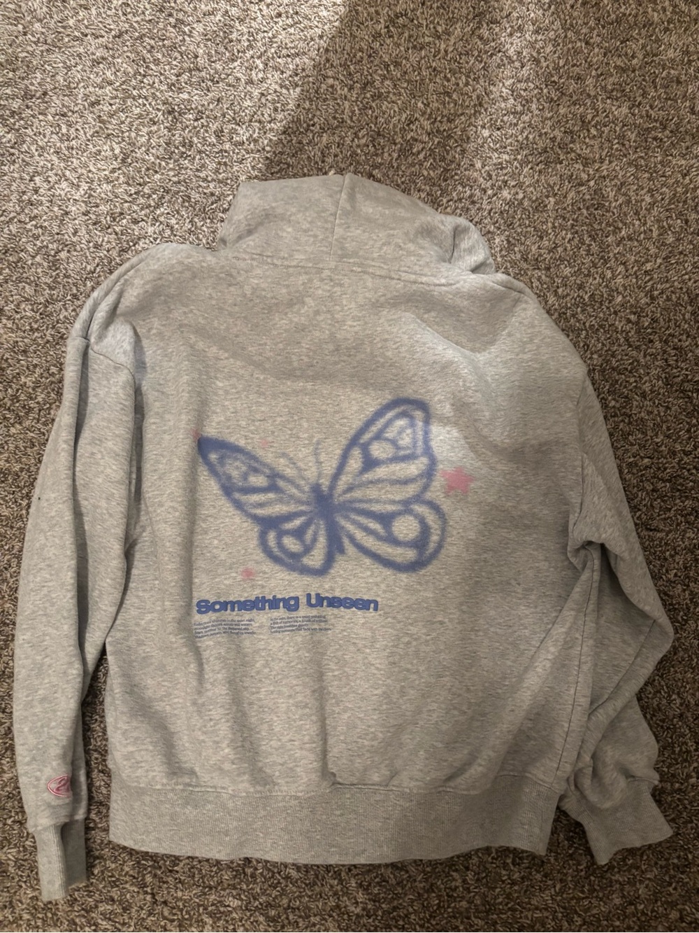 Cotton On Gray Hoodie with Blue Butterfly Graphic